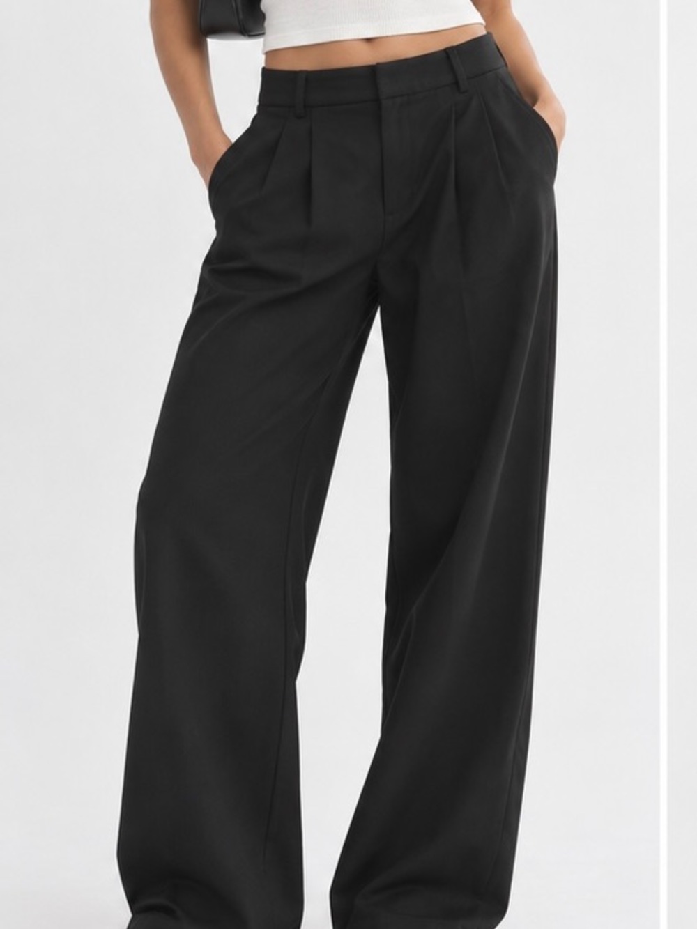 Abercrombie & Fitch Black Wide-Leg High-Rise Trousers